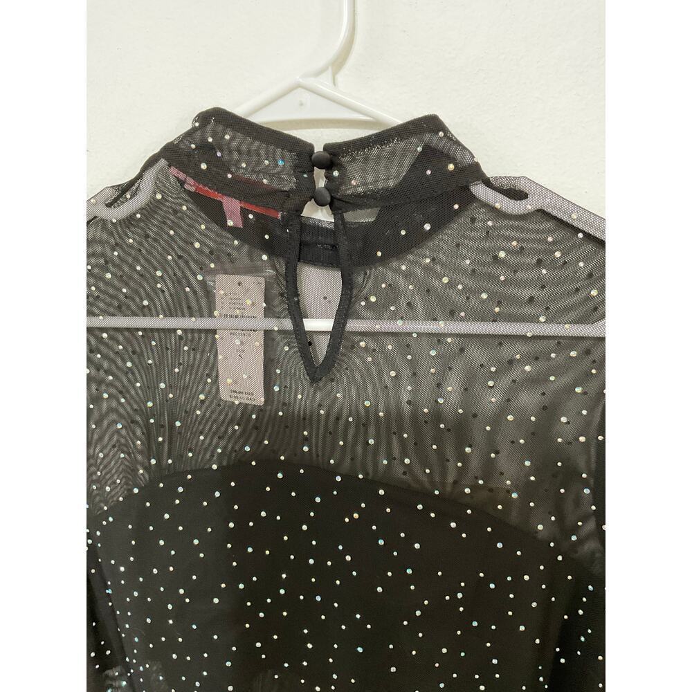 NWT Anthropologie Eva Franco Starlight Sheer Black Tunic Dress Rhinestones Small - Picture 5 of 9